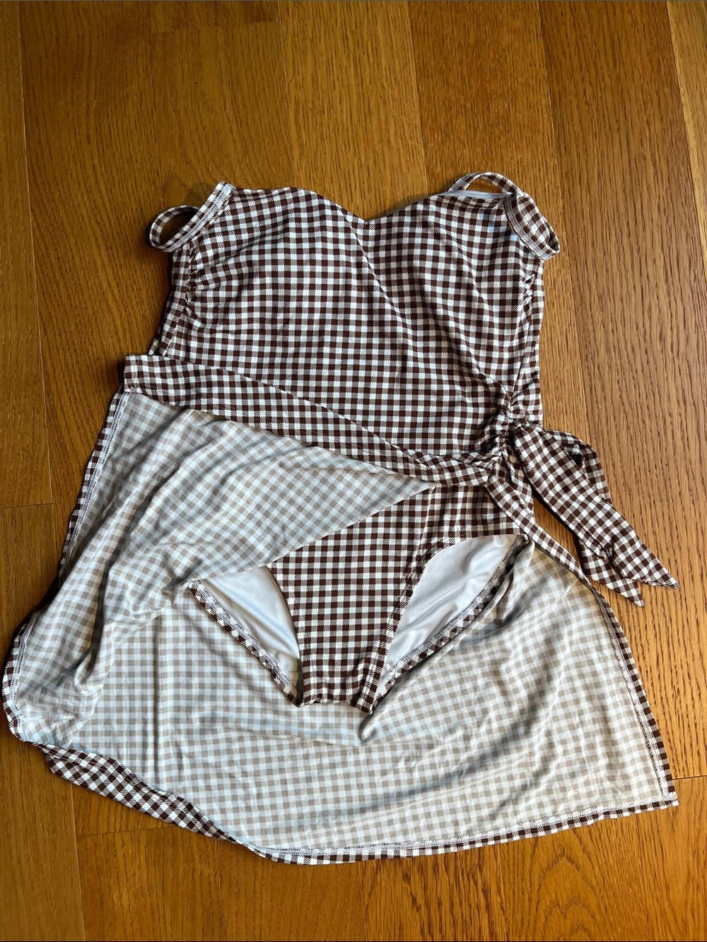 Lands End brown houndstooth swim dress - Picture 4 of 5